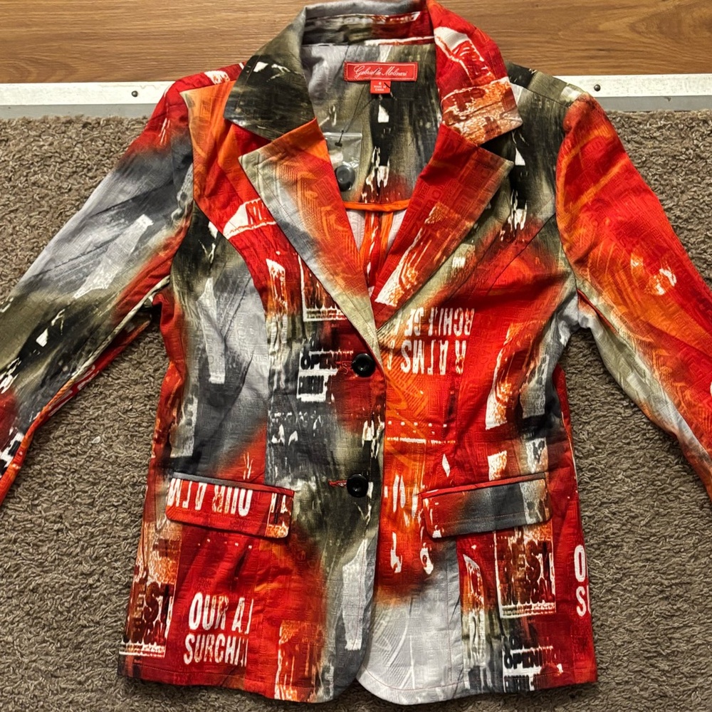 Gabrilla Molinari NWOT Women's 6 Multicolor Blazer Button Up Sleeves Never Worn - Picture 3 of 12